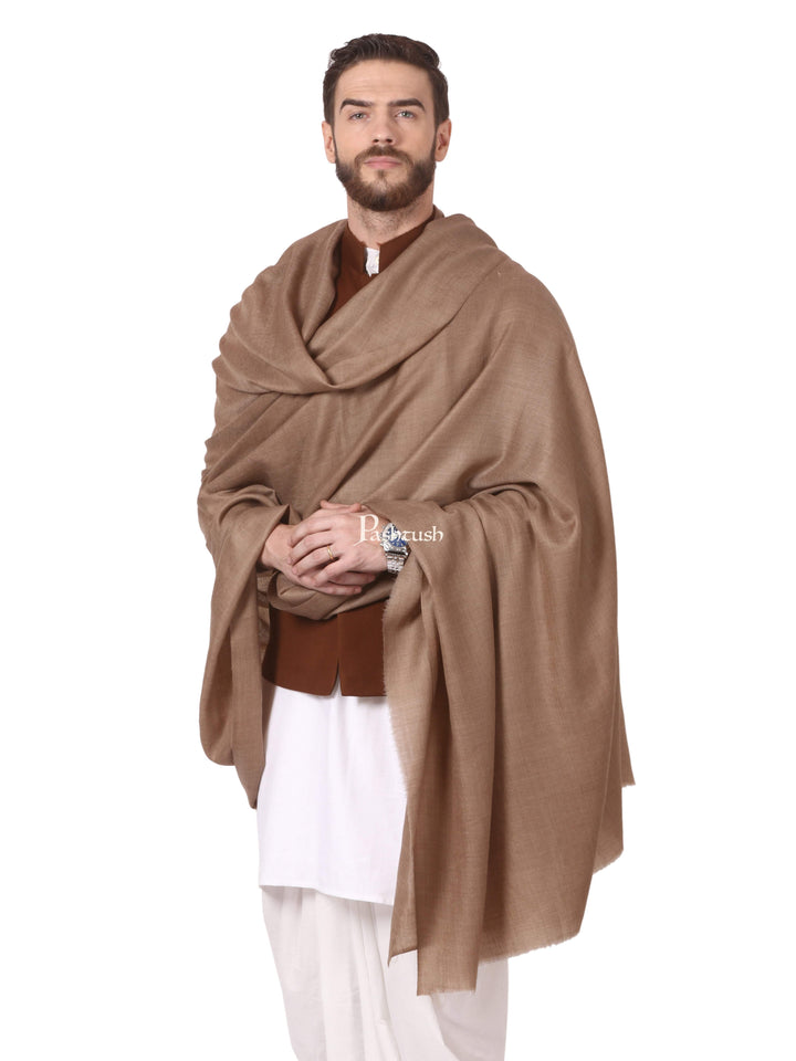 Pashtush India Mens Shawls Gents Shawl Pashtush Mens Blended Wool Ring Shawl, Blended Wool, Light Weight, Taupe