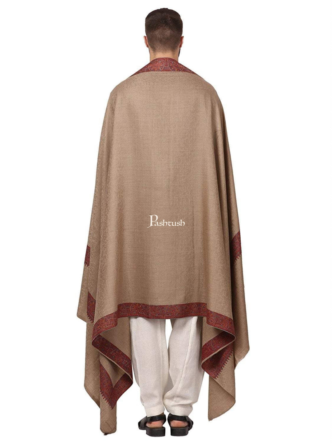 Pashtush India Mens Shawls Gents Shawl Pashtush Mens Daur Embroidery Shawl - Medium Size