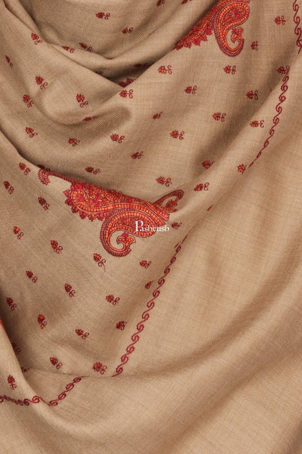 Pashtush India Mens Shawls Gents Shawl Pashtush Mens Embroidered Shawl In Extra Fine Wool Shawl