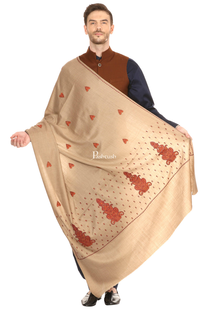 Pashtush India Mens Shawls Gents Shawl Pashtush Mens Embroidered Shawl In Extra Fine Wool Shawl