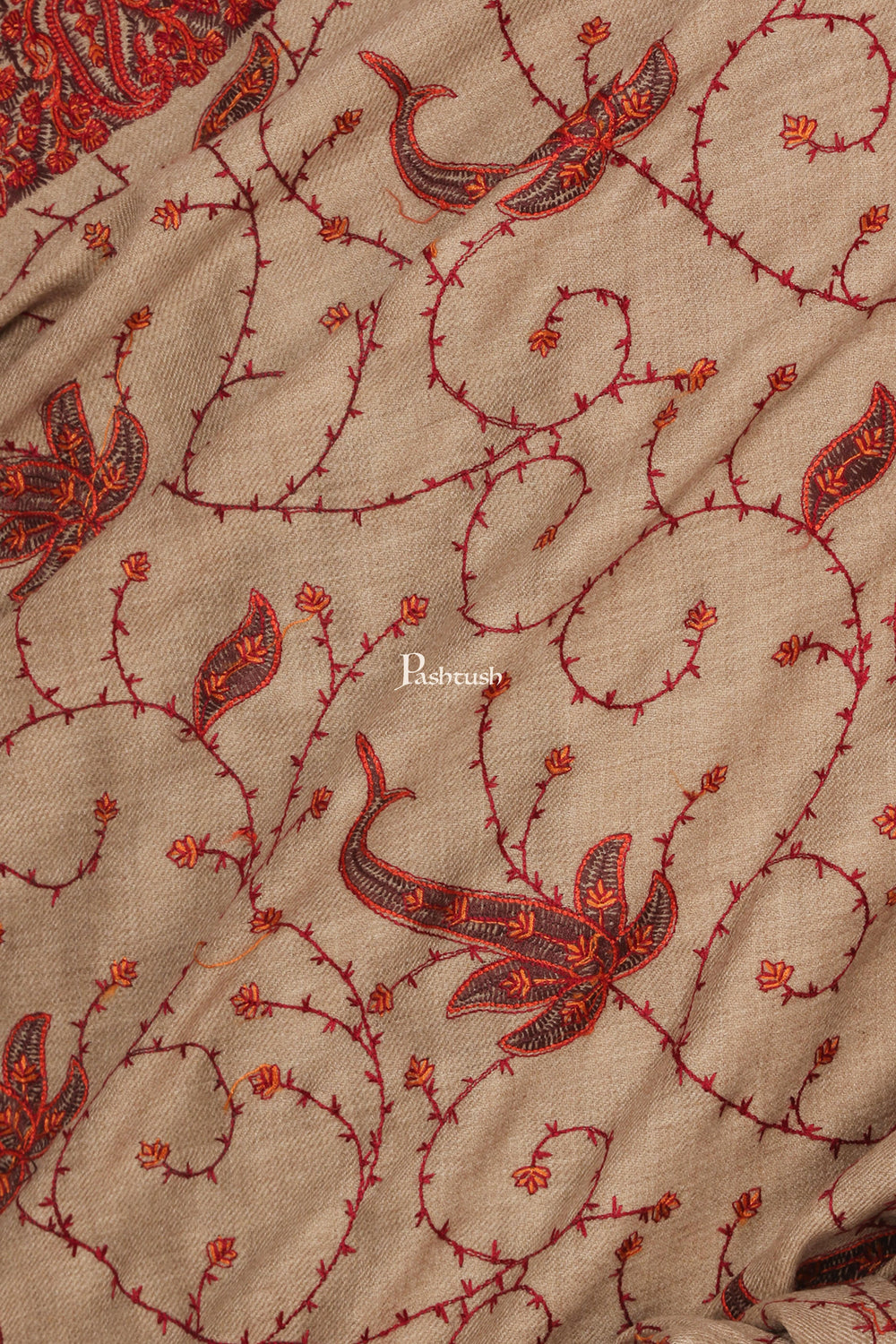 Pashtush India Mens Shawls Gents Shawl Pashtush Mens Embroidered Shawl In Fine Wool Handfeel