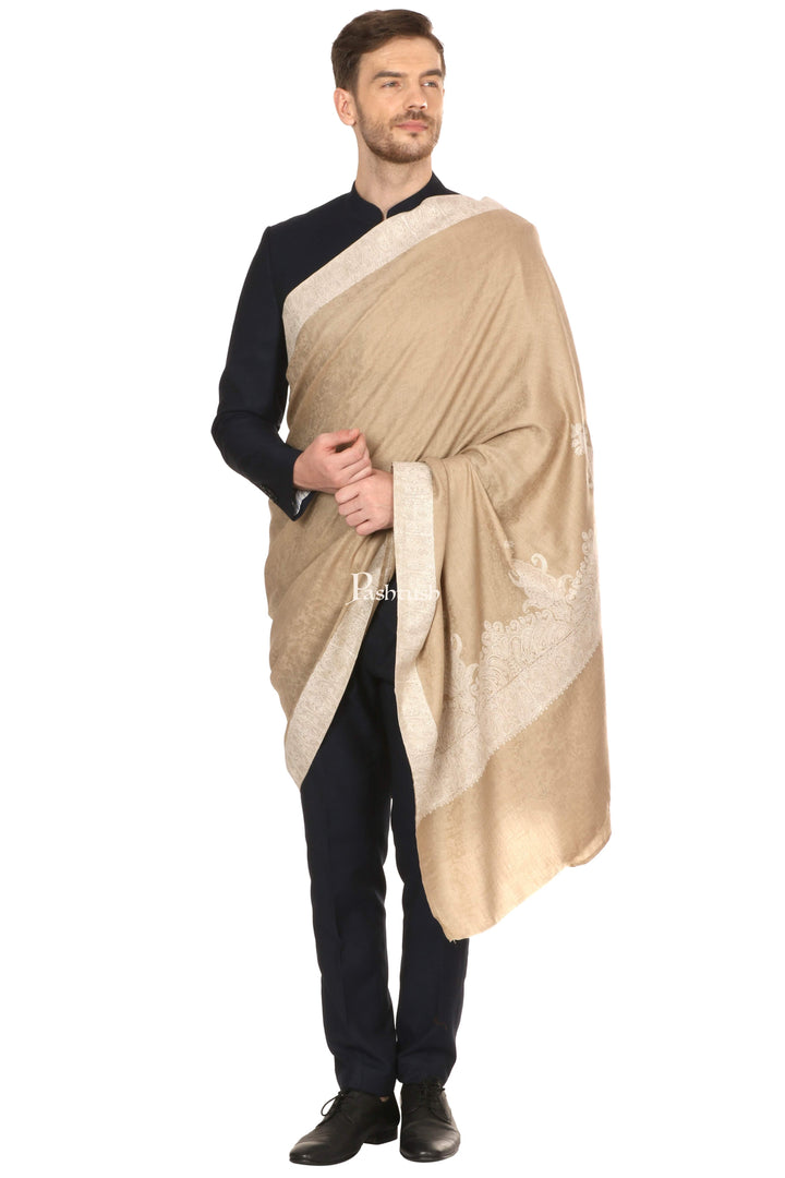 Pashtush India Mens Shawls Gents Shawl Pashtush Mens Embroidery Tone On Tone, Shawl, Medium