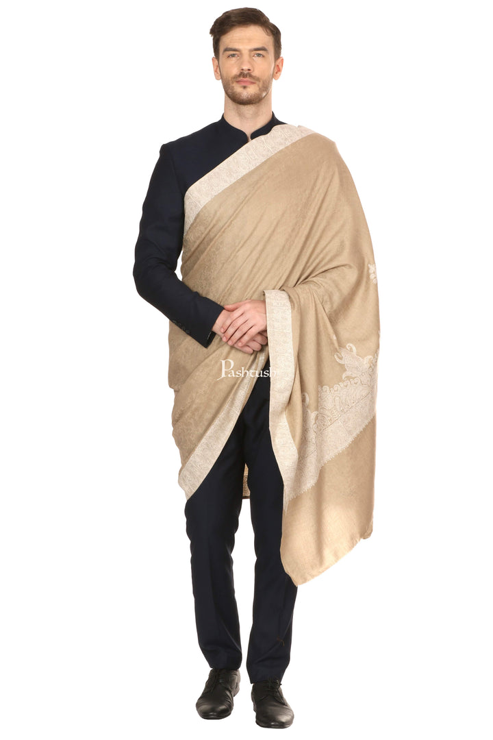 Pashtush India Mens Shawls Gents Shawl Pashtush Mens Embroidery Tone On Tone, Shawl, Medium