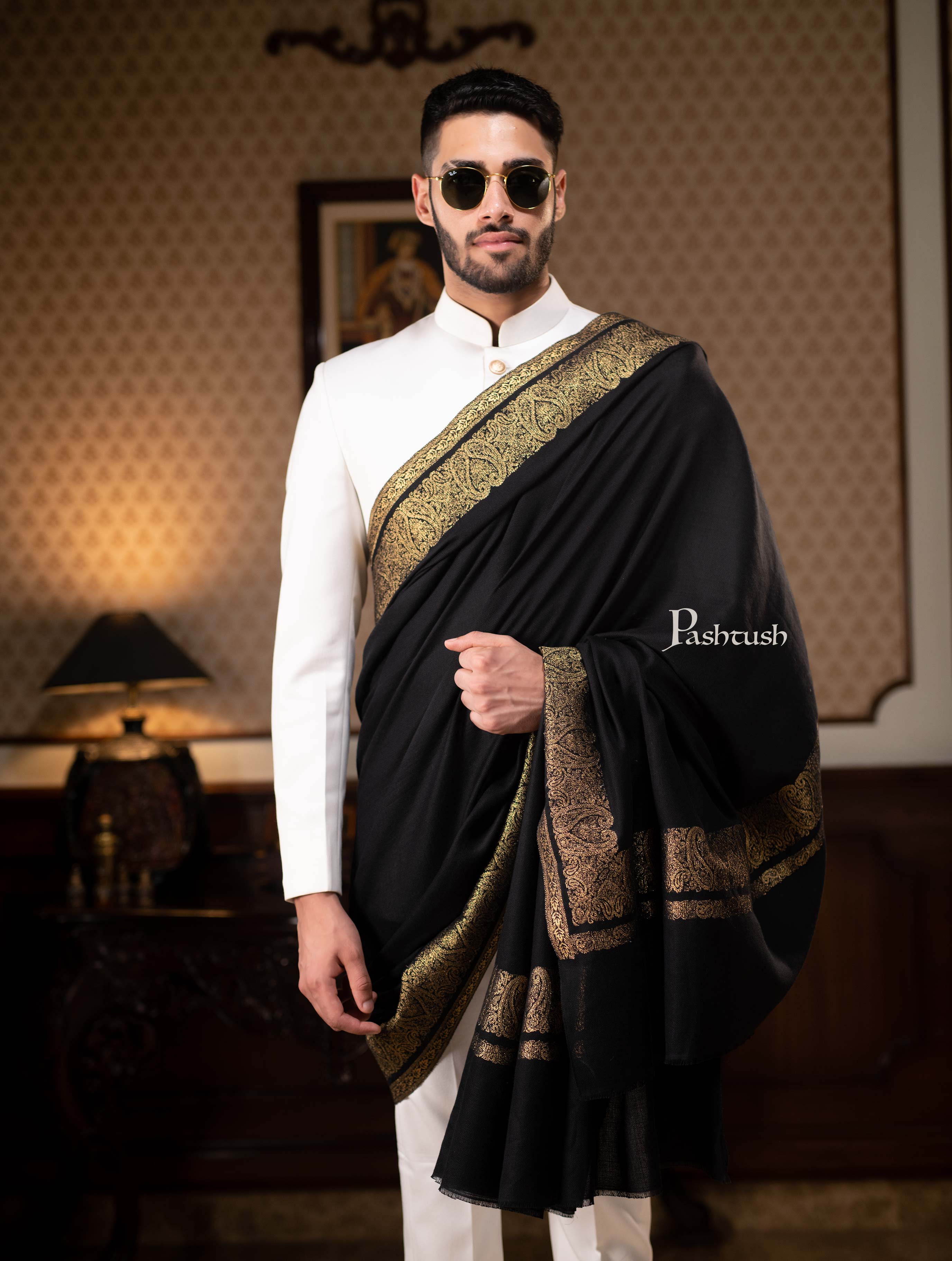 black and golden shawl