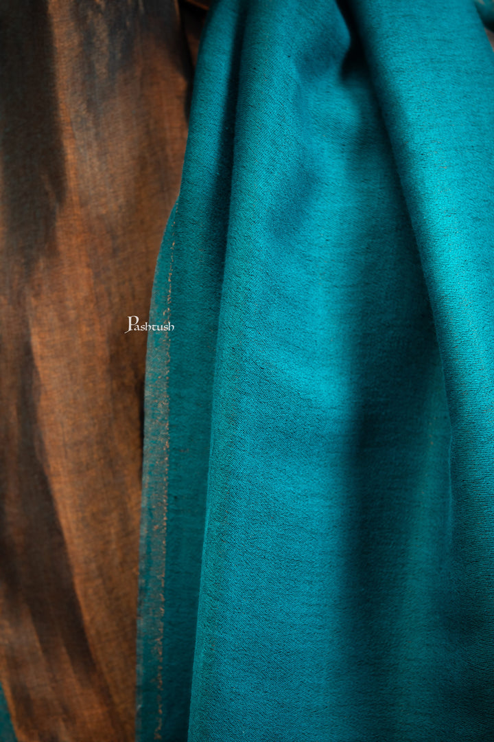 Pashtush India Mens Scarves Stoles and Mufflers Pashtush Mens Extra Fine Wool Stole, Twilight Design, Aqua Blue