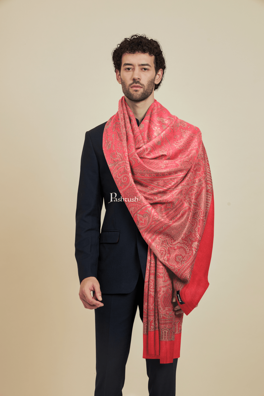 Pashtush India Mens Stoles and Scarves Scarf Pashtush Mens Faux Pashmina Stole, Design, Maroon