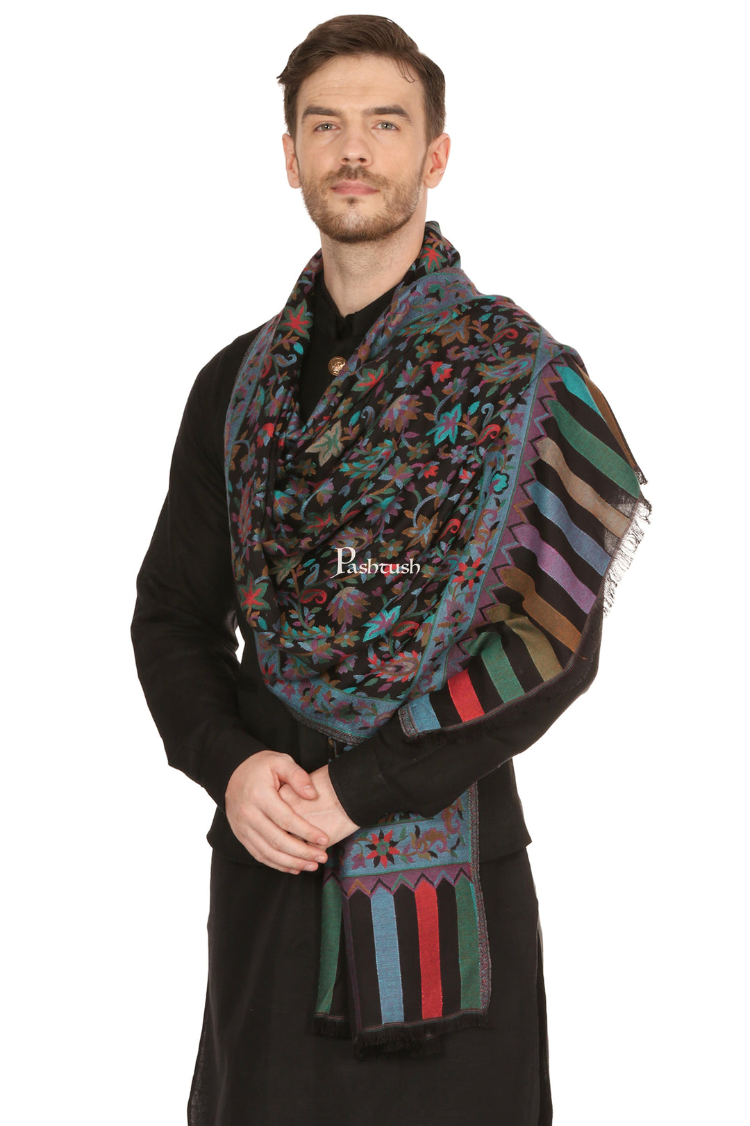 Pashtush India Mens Scarves Stoles and Mufflers Pashtush Mens Fine Soft Ethnic Stole