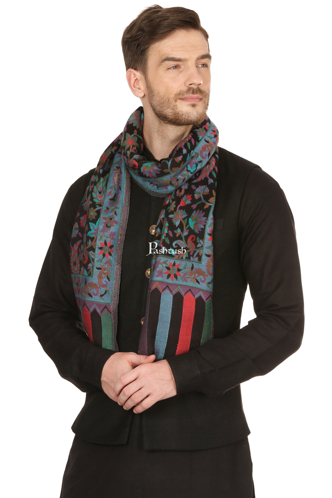 Pashtush India Mens Scarves Stoles and Mufflers Pashtush Mens Fine Soft Ethnic Stole