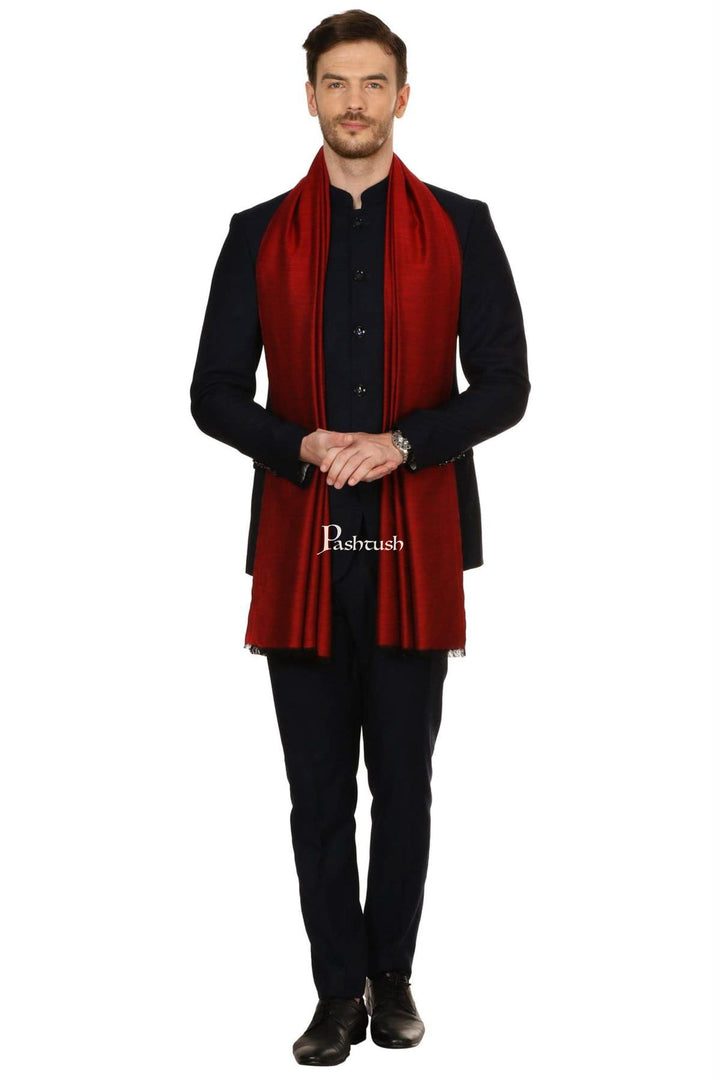 Pashtush India Mens Scarves Stoles and Mufflers Pashtush Mens Fine Soft Ethnic Stole - Maroon