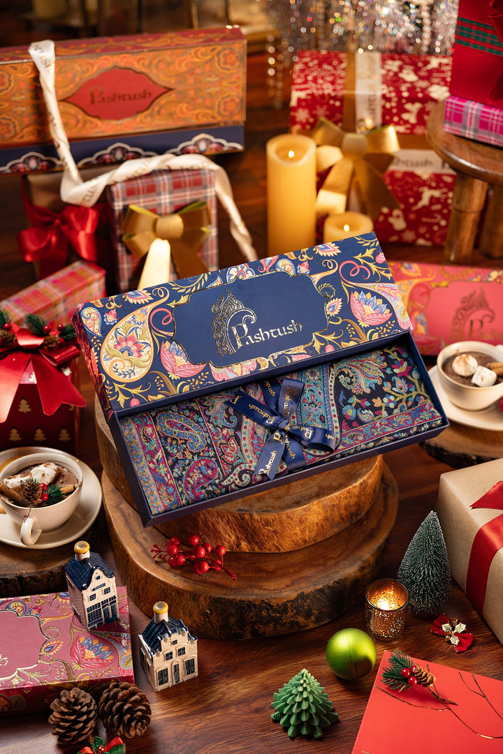 Pashtush India Gift Pack Pashtush Mens Fine Soft Ethnic Stole Multi Blue