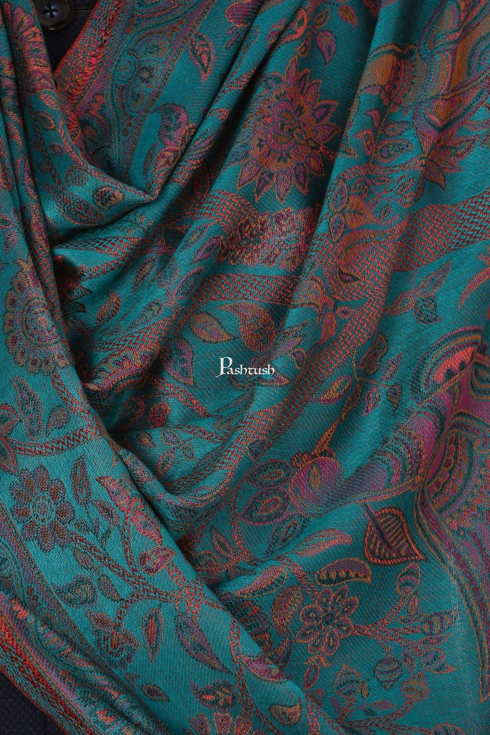 Pashtush India Mens Scarves Stoles and Mufflers Pashtush Mens Fine Soft Ethnic Stole - Seagreen dark