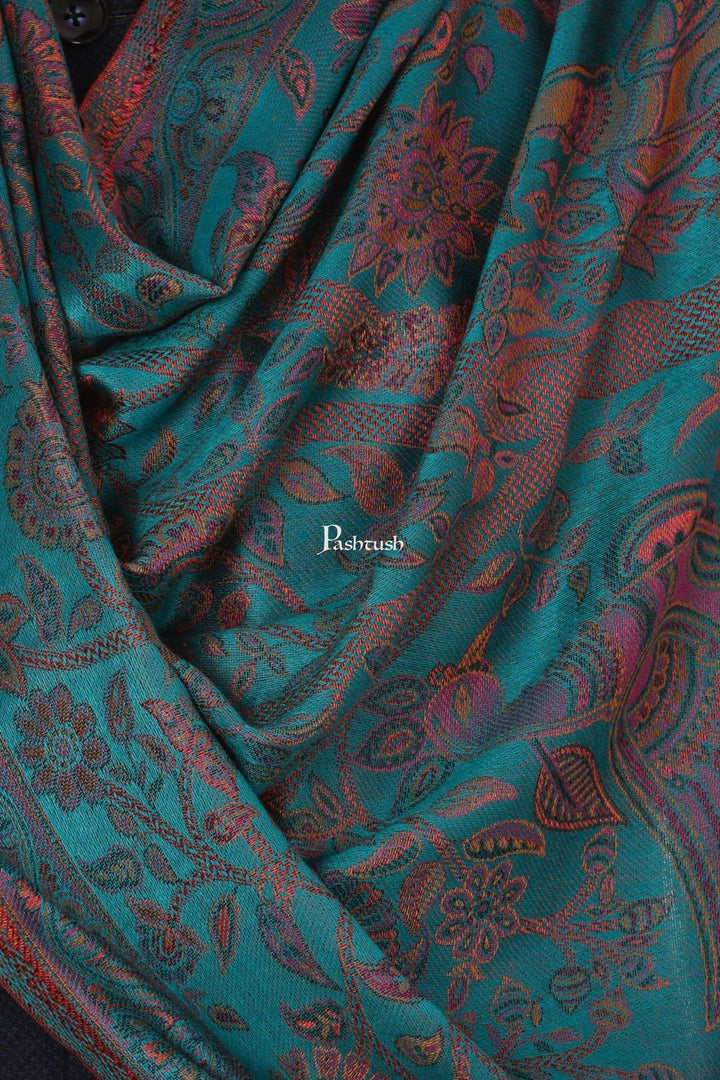 Pashtush India Mens Scarves Stoles and Mufflers Pashtush Mens Fine Soft Ethnic Stole - Seagreen dark