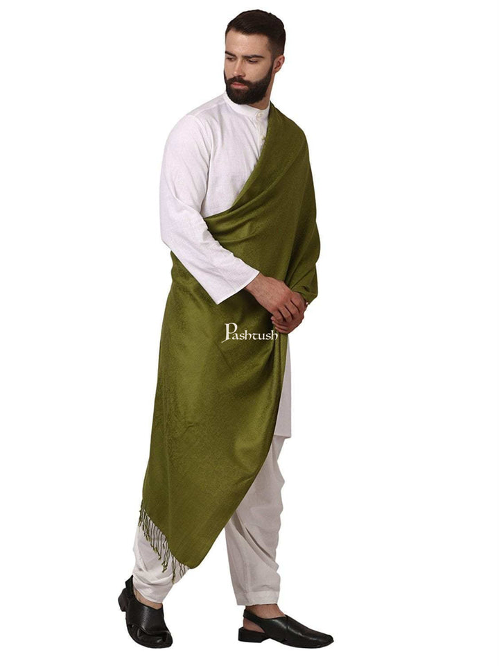 Pashtush India Mens Scarves Stoles and Mufflers Pashtush Mens Fine Wool Jacquard Muffler, Emerald Green