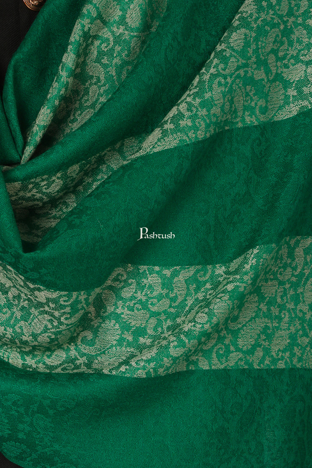 Pashtush India Mens Scarves Stoles and Mufflers Pashtush Mens Fine Wool Reversible Muffler, Soft And Warm - Emerald Green