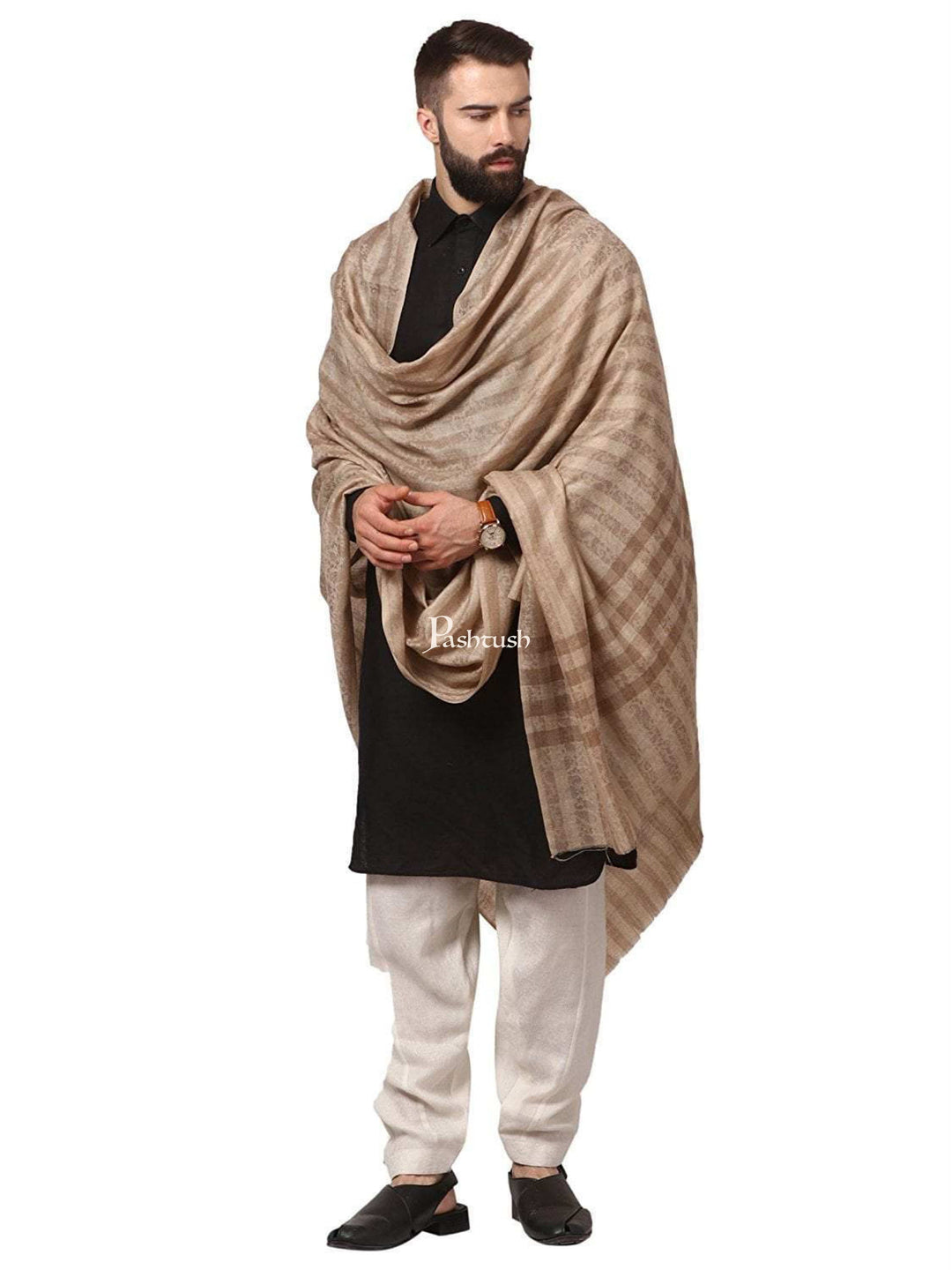Pashtush India Mens Shawls Gents Shawl Pashtush Mens Fine Wool Shawl, Checks, Extra Soft And Warm