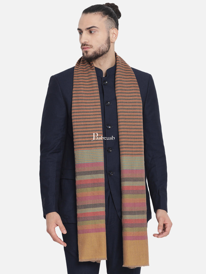 Pashtush India Mens Scarves Stoles and Mufflers Pashtush Mens Fine Wool Striped Muffler, Soft And Warm Stole Scarf