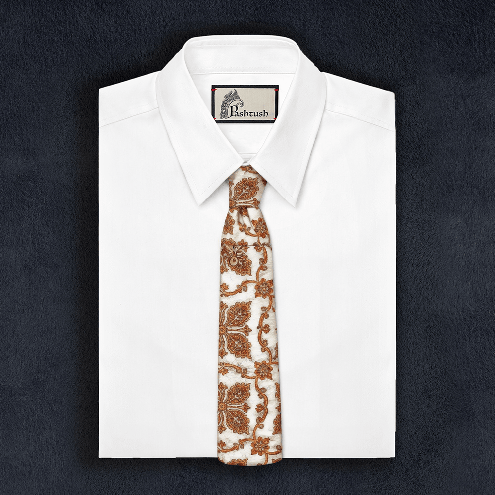 Pashtush India Mens Neckties Ties for Men Pashtush mens Fine Wool tie, Embroidered design, Multicolour