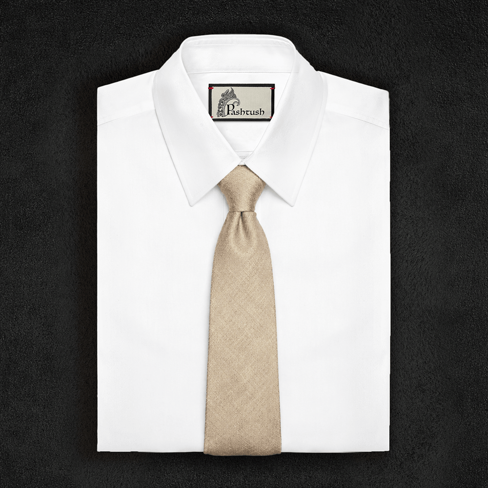 Pashtush India Mens Neckties Ties for Men Pashtush mens Fine Wool tie, Smart Checkered design, Beige