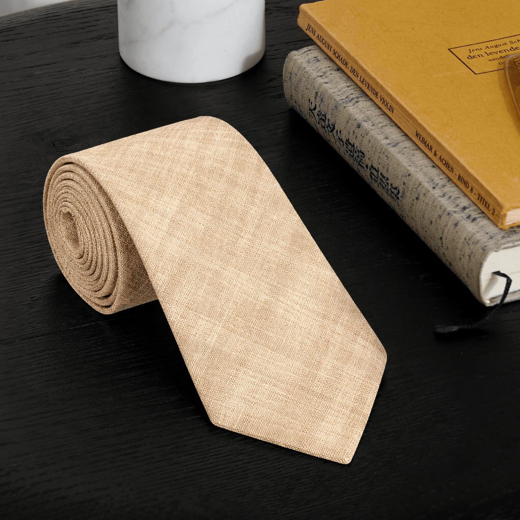 Pashtush India Mens Neckties Ties for Men Pashtush mens Fine Wool tie, Smart Checkered design, Beige