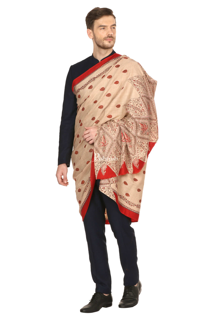 Pashtush India Mens Shawls Gents Shawl Pashtush Mens Kalamkari Printed Shawl, Medium, Thick And Warm