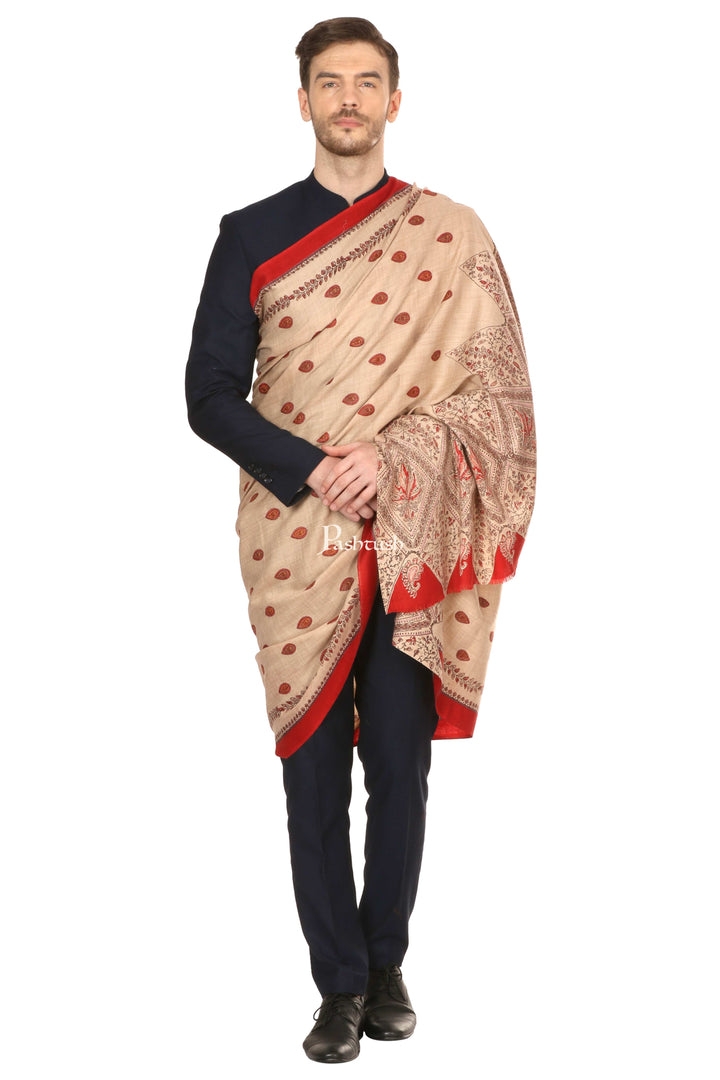 Pashtush India Mens Shawls Gents Shawl Pashtush Mens Kalamkari Printed Shawl, Medium, Thick And Warm