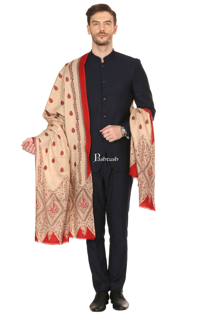 Pashtush India Mens Shawls Gents Shawl Pashtush Mens Kalamkari Printed Shawl, Medium, Thick And Warm