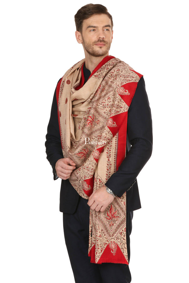 Pashtush India Mens Shawls Gents Shawl Pashtush Mens Kalamkari Printed Shawl, Medium, Thick And Warm