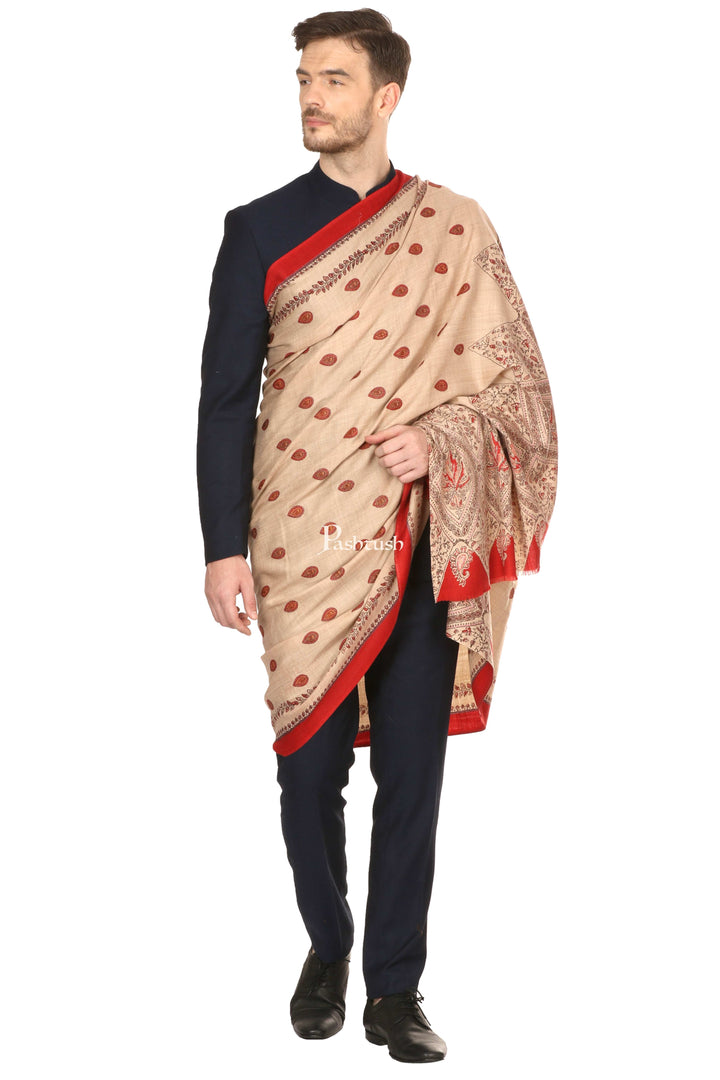 Pashtush India Mens Shawls Gents Shawl Pashtush Mens Kalamkari Printed Shawl, Medium, Thick And Warm