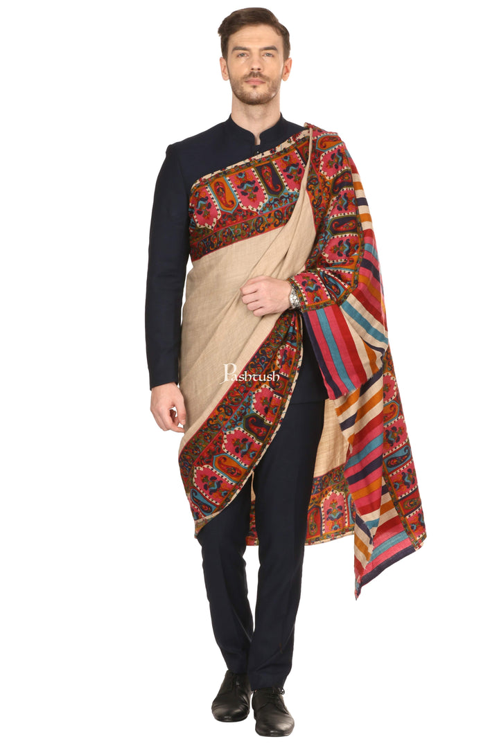 Pashtush India Mens Shawls Gents Shawl Pashtush Mens Kalamkari Printed Shawl, Medium, Thick And Warm