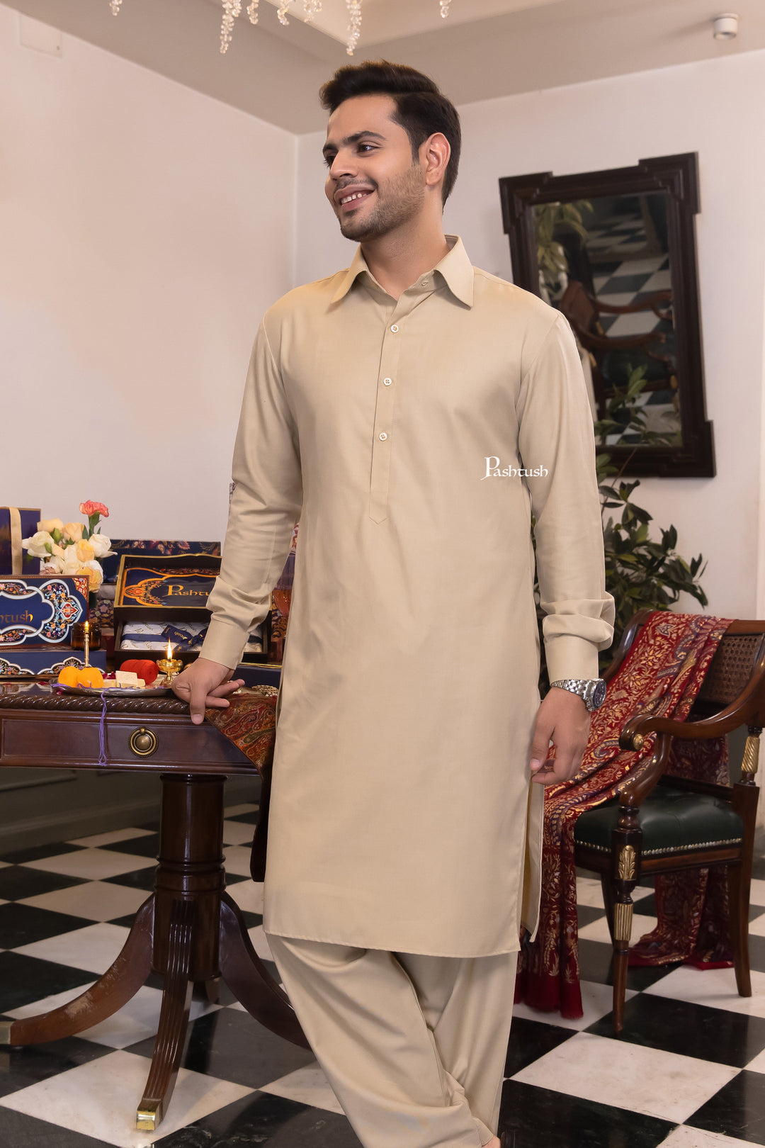 Pashtush India Kurta Pashtush Mens Kurta, Beige