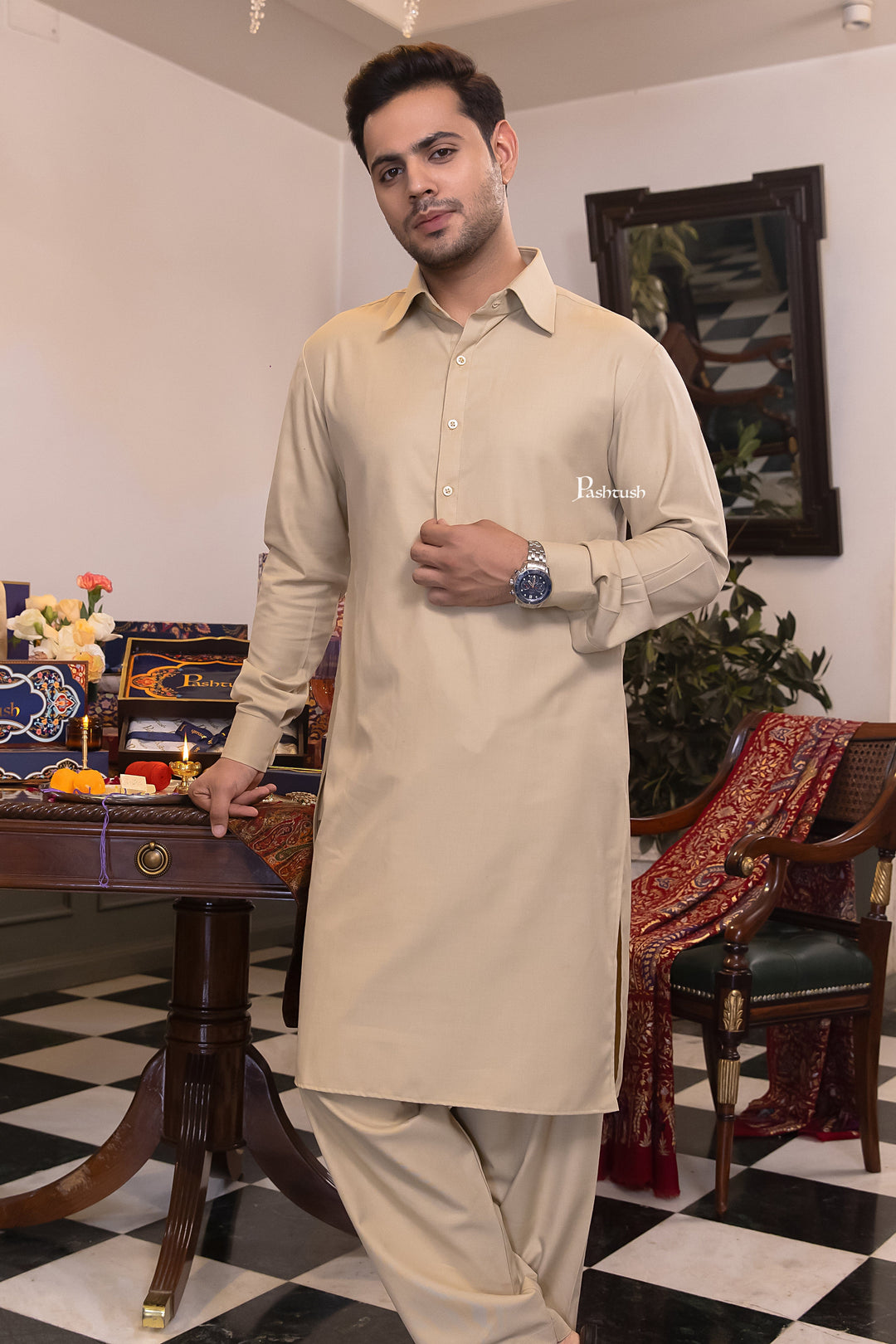 Pashtush India Kurta Pashtush Mens Kurta, Beige