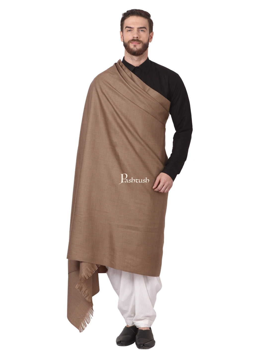 Pashtush India Mens Shawls Gents Shawl Pashtush Mens Lohi, Extra Warm 100% Pure Wool With Woolmark Certificate, Thick Weave