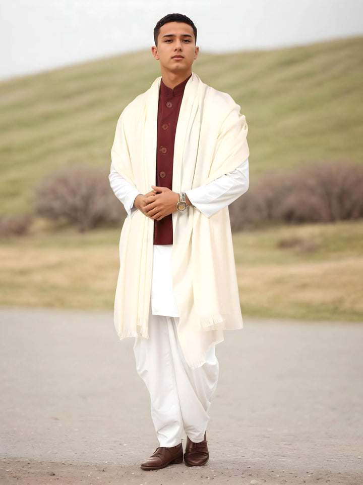 Pashtush India Mens Shawls Gents Shawl Pashtush Mens Lohi, Thick And Warm Gents Shawl, 100% Pure Wool, Woolmark Certified