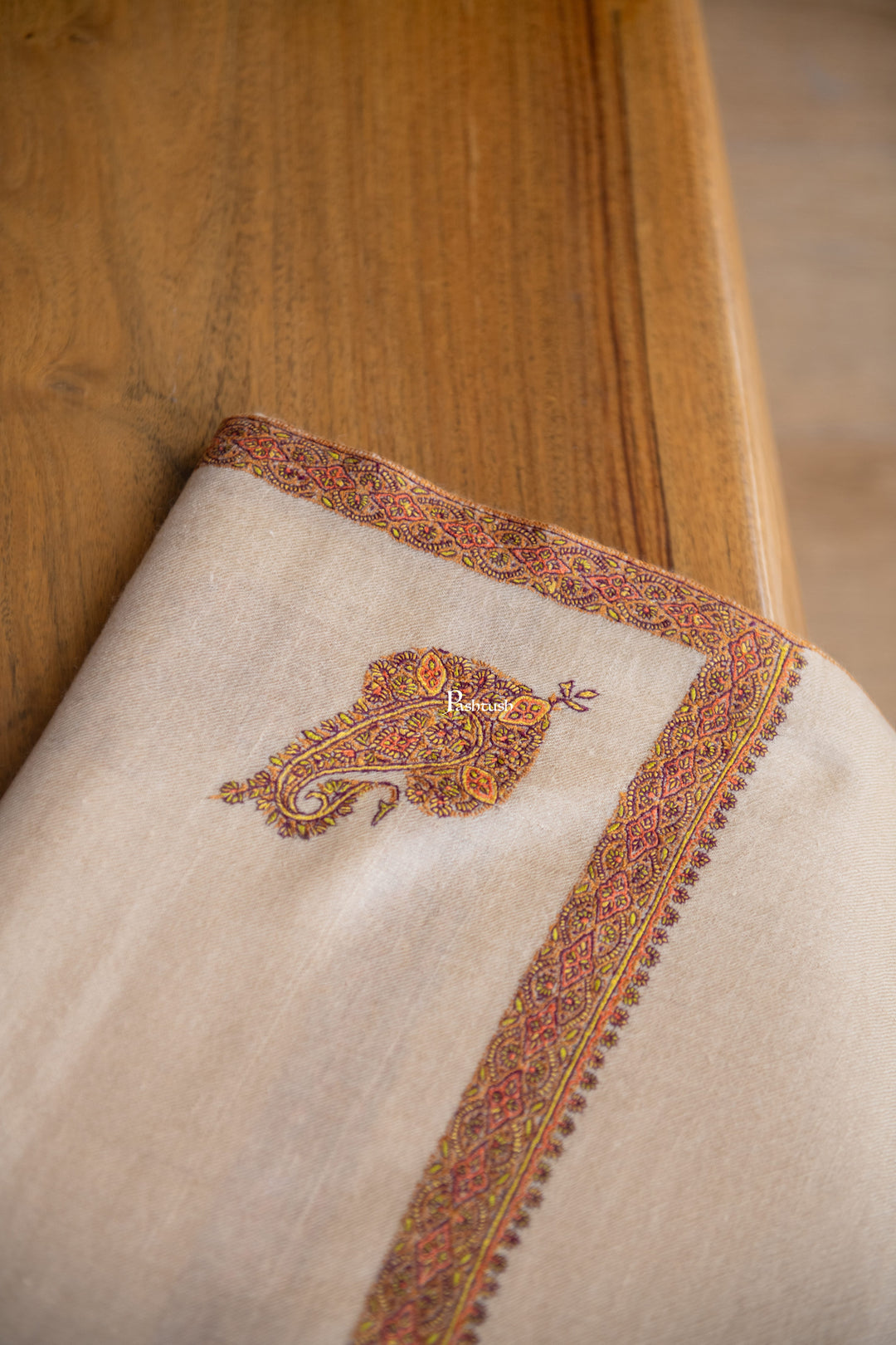 Pashtush India Mens Shawls Gents Shawl Pashtush Mens Pure Pashmina Shawl, Beige