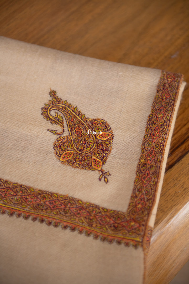 Pashtush India Mens Shawls Gents Shawl Pashtush Mens Pure Pashmina Shawl, Beige