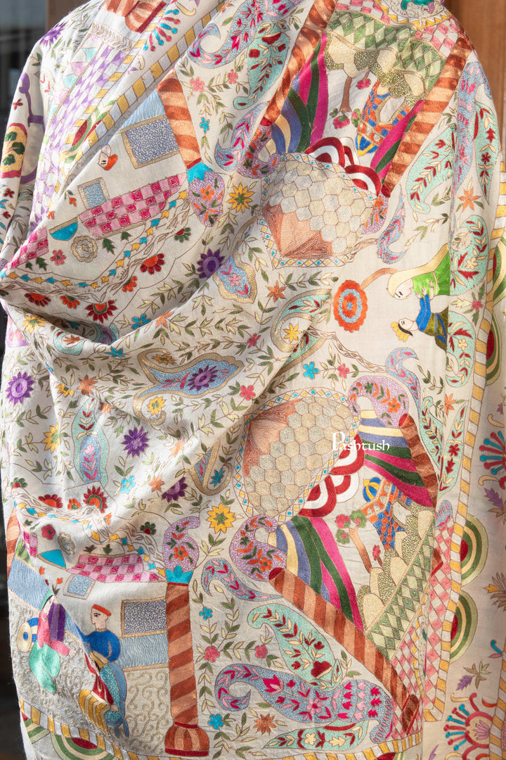 Pashtush India Mens Shawls Gents Shawl Pashtush Mens Pure Pashmina Shawl, Multicolour