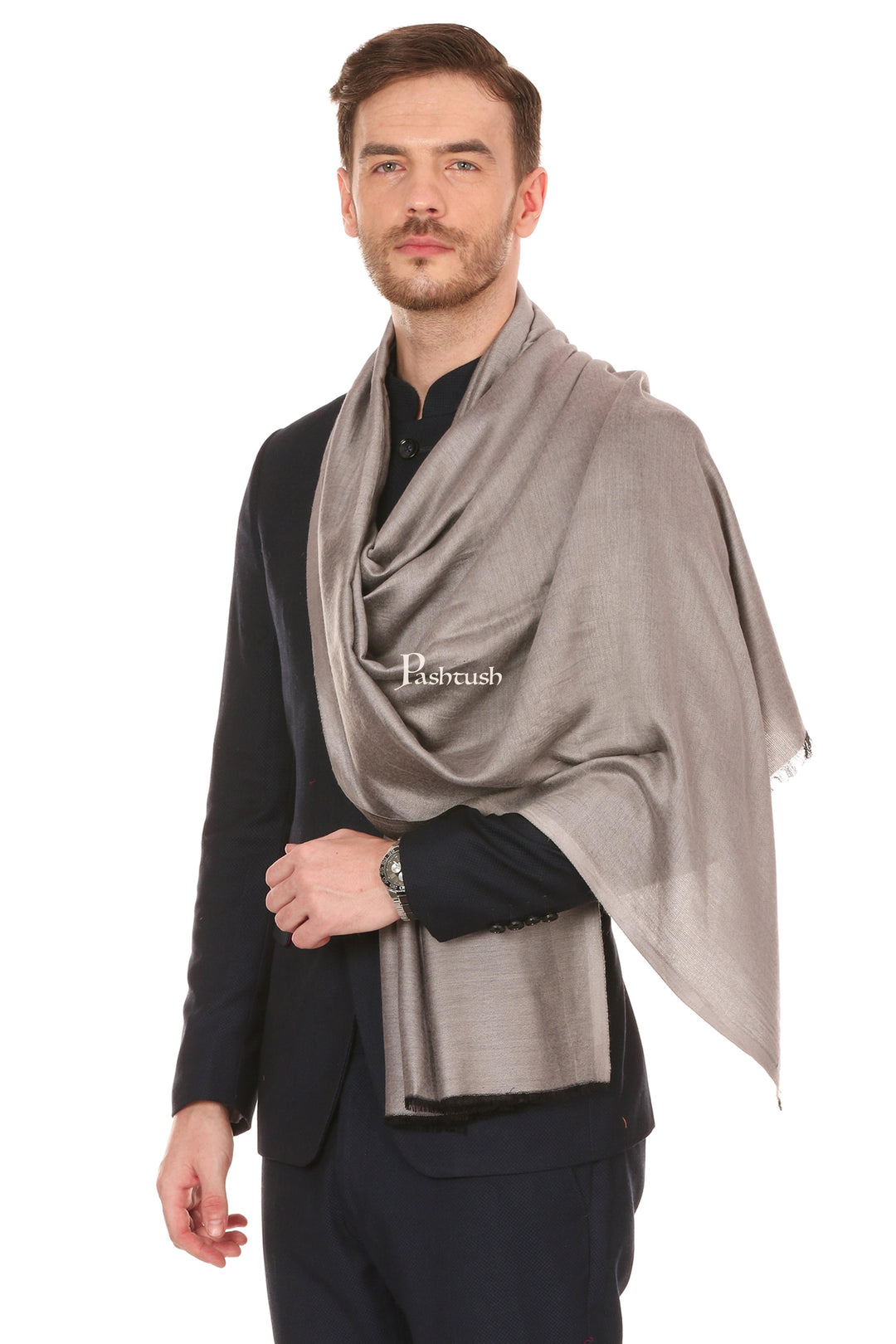 Pashtush India Mens Scarves Stoles and Mufflers Pashtush Mens Soft Bamboo Reversible Stole, Grey