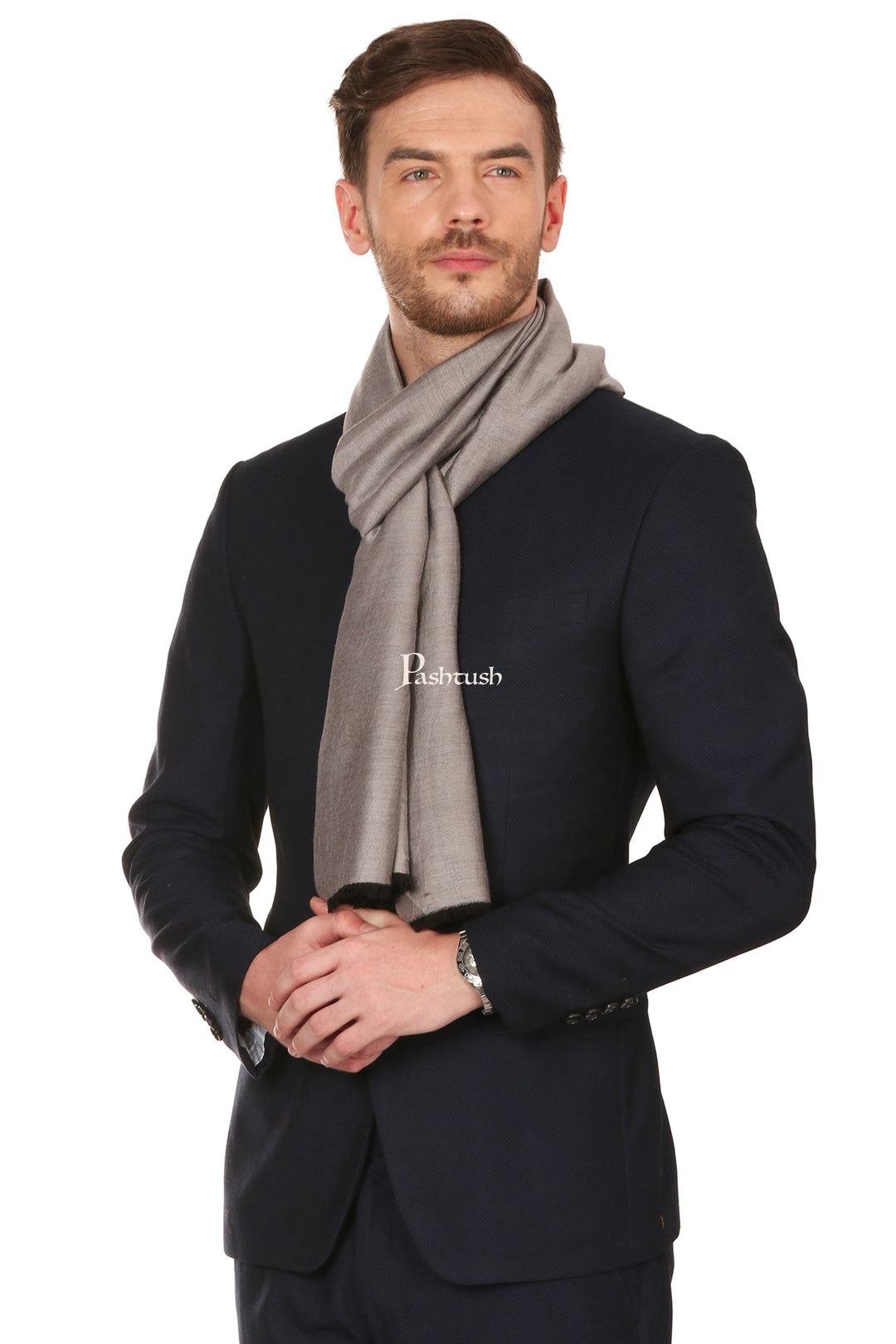 Pashtush India Mens Scarves Stoles and Mufflers Pashtush Mens Soft Bamboo Reversible Stole, Grey