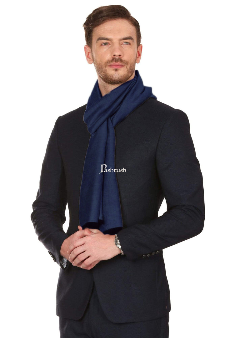 Pashtush India Mens Scarves Stoles and Mufflers Pashtush Mens Soft Bamboo Reversible Stole, Navy Blue