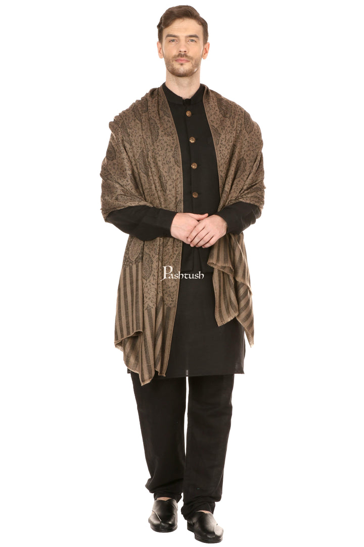 Pashtush India Mens Scarves Stoles and Mufflers Pashtush Mens Stole Scarf, Extra Soft Wool - Taupe