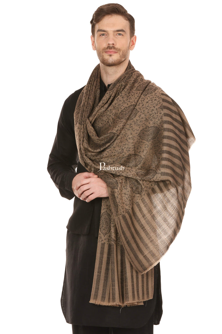 Pashtush India Mens Scarves Stoles and Mufflers Pashtush Mens Stole Scarf, Extra Soft Wool - Taupe