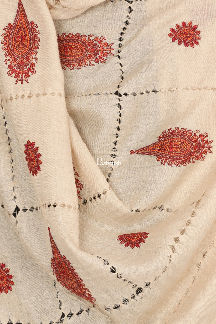 Pashtush India Mens Shawls Gents Shawl Pashtush Mens Tarkashi Embroidery Shawl - Soft Light Weight And Warm Wool