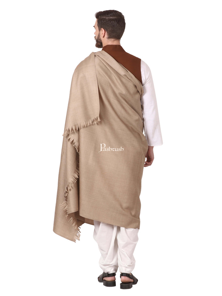 Pashtush India Mens Shawls Gents Shawl Pashtush Mens Thick Blended Wool Lohi, Mens Shawl With 50% Wool, Desert Sand