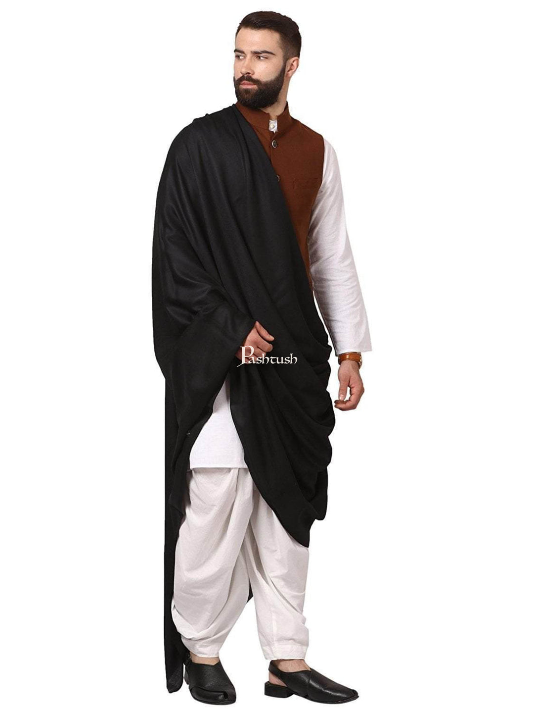 Pashtush India Mens Shawls Gents Shawl Pashtush Mens Thick Count Blended Wool Shawl, Mens Lohi (Full Size)