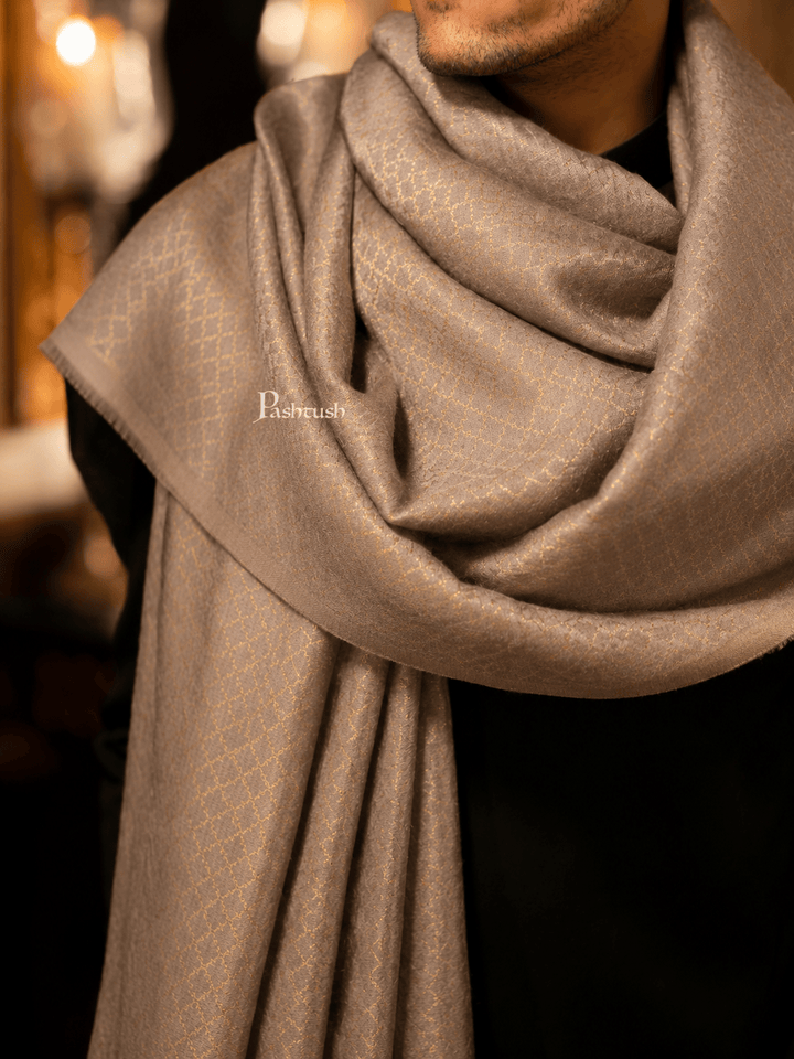 Pashtush India Mens Scarves Stoles and Mufflers Pashtush Mens Twilight Collection, Jacquard Stole, With Metallic Thread Weave, Fine Wool