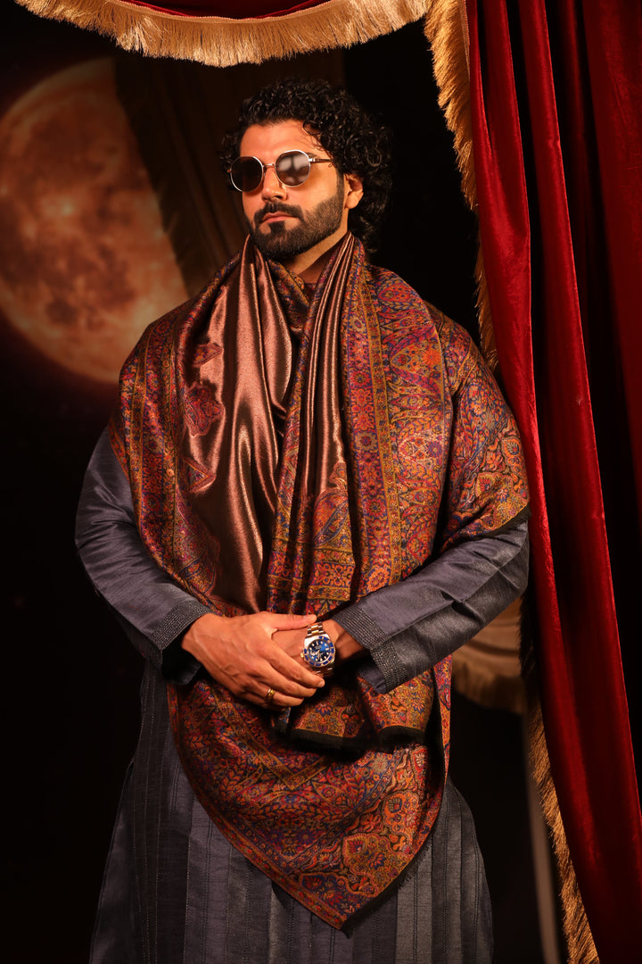 Pashtush India Mens Scarves Stoles and Mufflers Pashtush Mens Twilight Collection Stole, With Metallic Thread Weave, Fine Wool, Reversible
