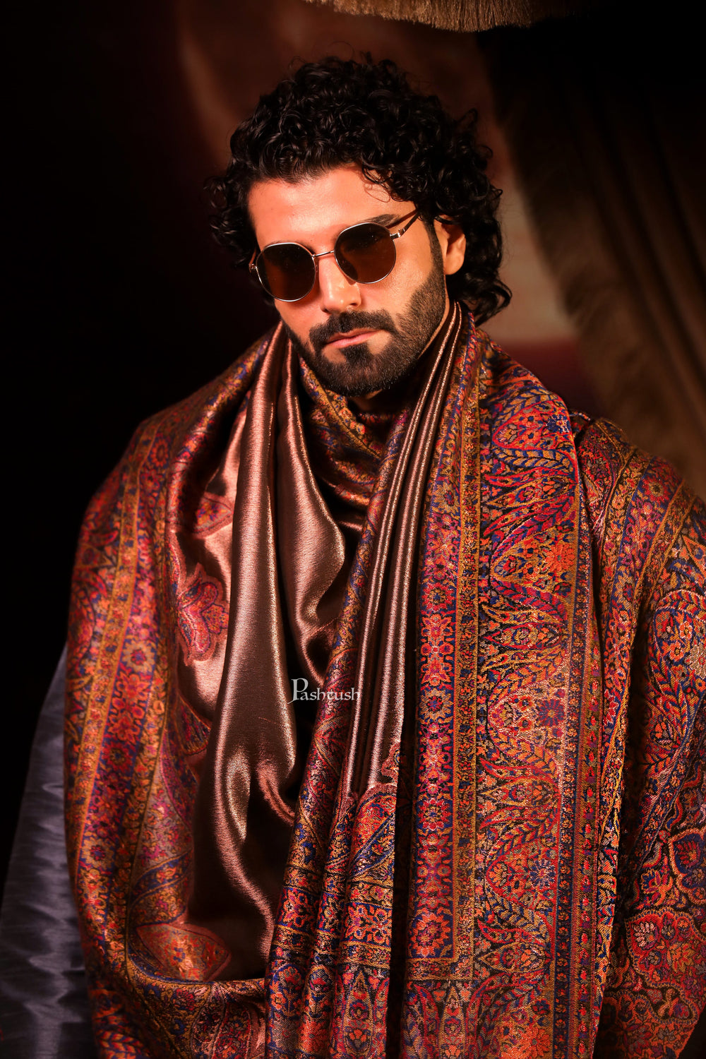 Pashtush India Mens Scarves Stoles and Mufflers Pashtush Mens Twilight Collection Stole, With Metallic Thread Weave, Fine Wool, Reversible