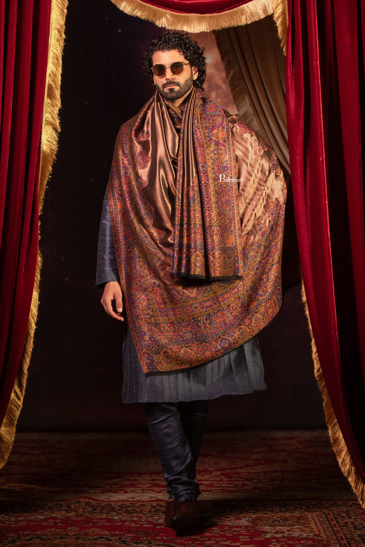 Pashtush India Mens Scarves Stoles and Mufflers Pashtush Mens Twilight Collection Stole, With Metallic Thread Weave, Fine Wool, Reversible