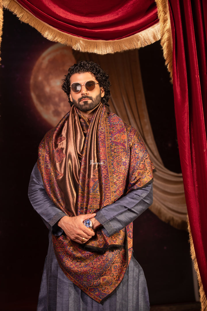 Pashtush India Mens Scarves Stoles and Mufflers Pashtush Mens Twilight Collection Stole, With Metallic Thread Weave, Fine Wool, Reversible
