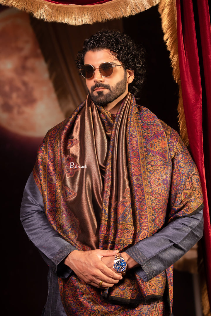 Pashtush India Mens Scarves Stoles and Mufflers Pashtush Mens Twilight Collection Stole, With Metallic Thread Weave, Fine Wool, Reversible